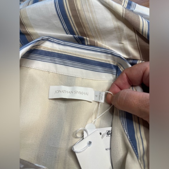 NWT Jonathan Simkhai- Marge Stripe Heavy Cotton Midi Dress. Size 4 - Picture 5 of 12